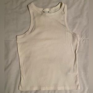 white fitted tank top